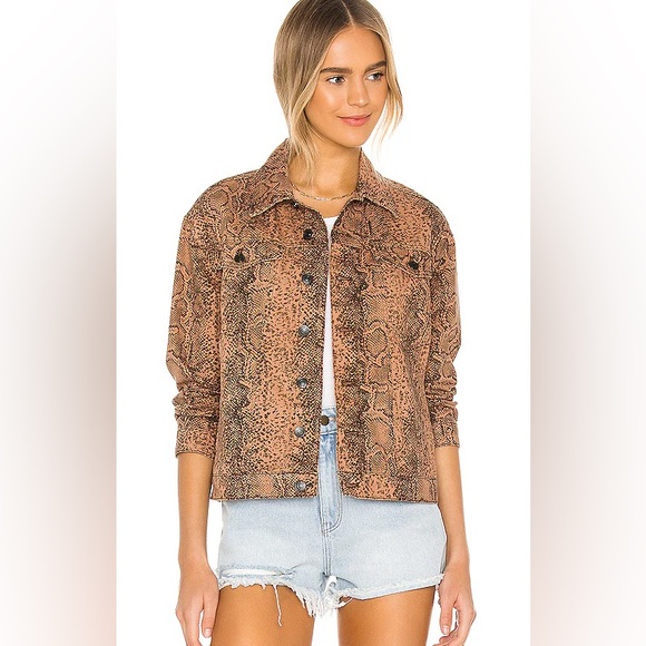 Free People L Snake Trucker Jacket - Picture 2 of 9